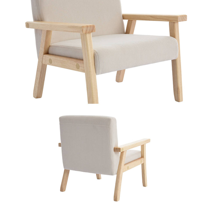 sweeek - Scandinavische kinderfauteuil in corduroy en rubberhout