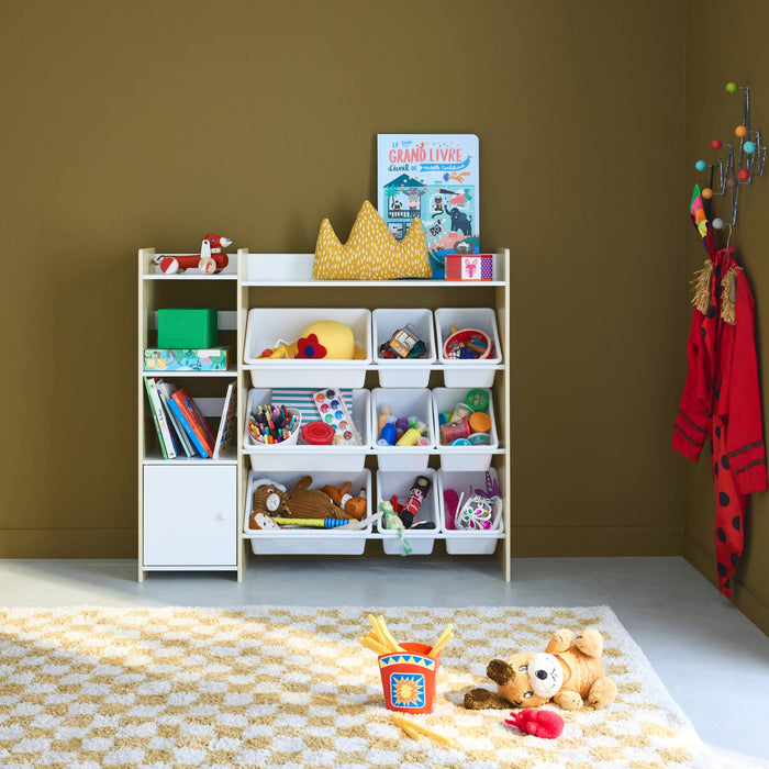 sweeek - Kinderopbergmeubel met 9 opbergbakken, 4 planken, 1 deur
