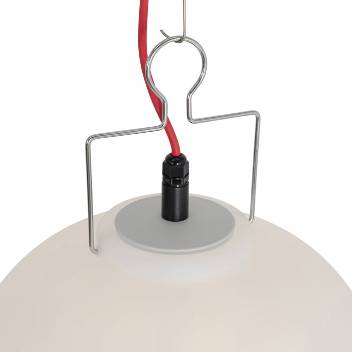 QAZQA Buiten hanglamp wit 35 cm met rode stekker IP44 - Pion
