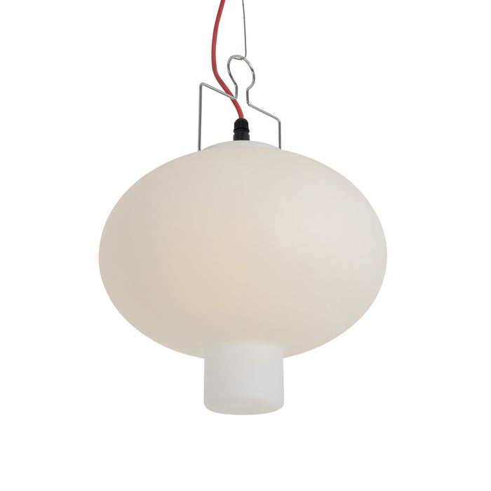 QAZQA Buiten hanglamp wit 35 cm met rode stekker IP44 - Pion
