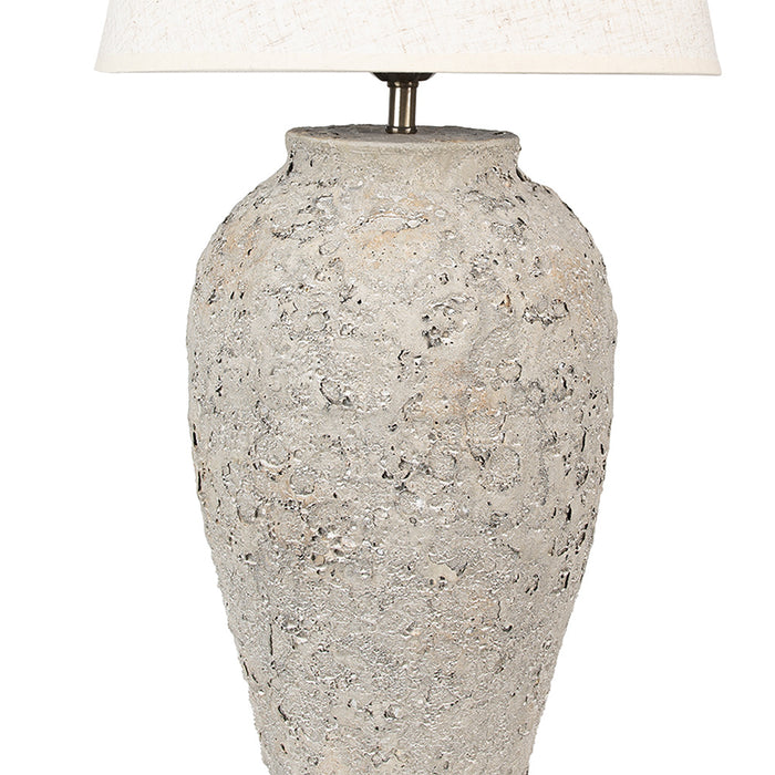 Clayre & Eef Tafellamp Ø 35x68 cm Grijs Terracotta Bureaulamp