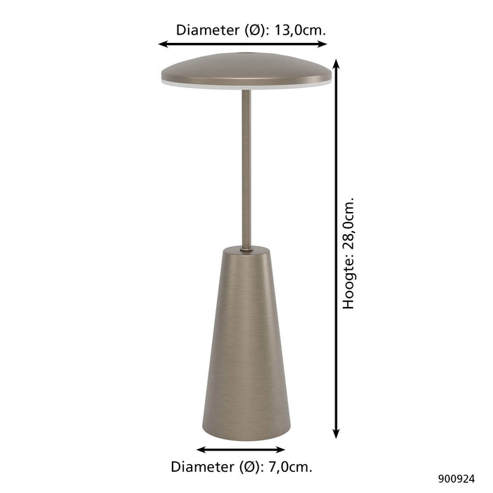 EGLO Piccola Tafellamp -  Draadloos - 28 cm - Donker Brons