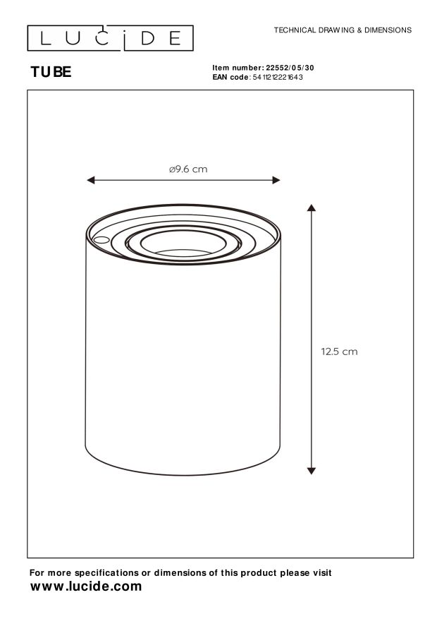 Lucide TUBE Tafellamp - Zwart