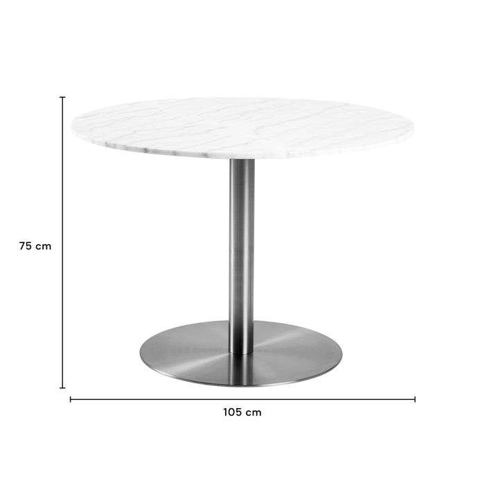 by fonQ Marble Eettafel Marmer - Ø 105 cm - Wit/Goud