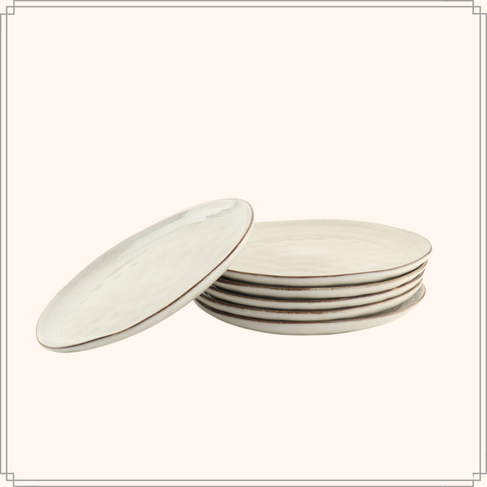OTIX Ontbijtborden Bordenset 6 Persoons Beige Dessertborden 21cm Ke...
