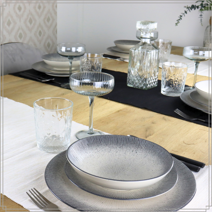 OTIX Diepe Soep Bordenset 6 Persoons Zwart Taupe 19cm Keramiek  TULIP