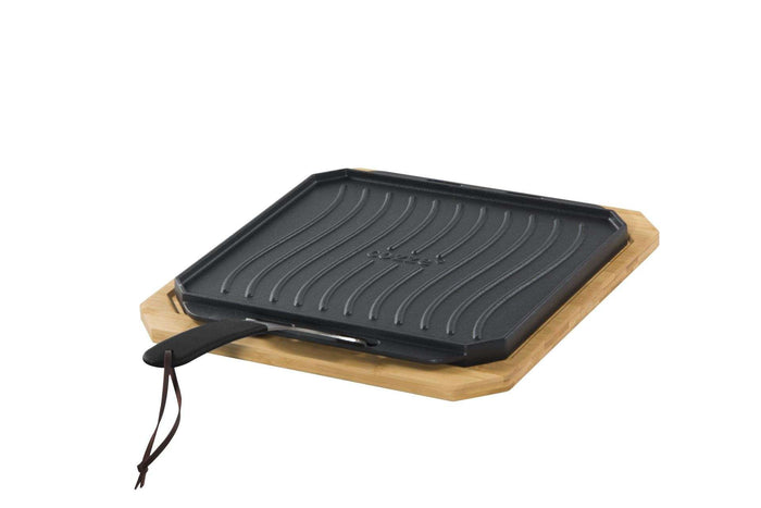 Cozze - Pan Gietijzer Dubbelzijdig Gebruik met Beukenhout Serveerplank 33 cm