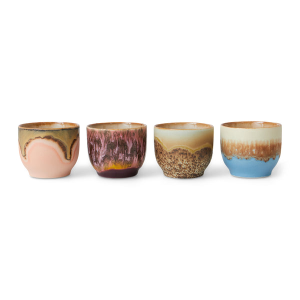 HKliving 70's Koffiemok 0,25 L - Set van 4 - Lagoon