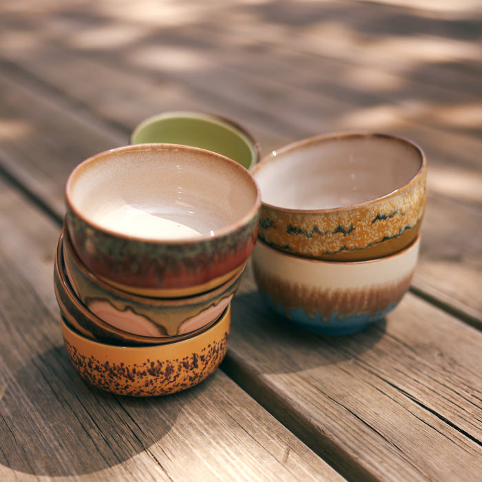 HKliving 70's Noodle Kommen Ø 13,5 cm - Set van 4 - Seabreeze