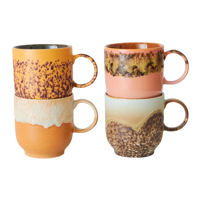 HKliving 70's Koffiekop 0,25 L - Set van 4 - Cape