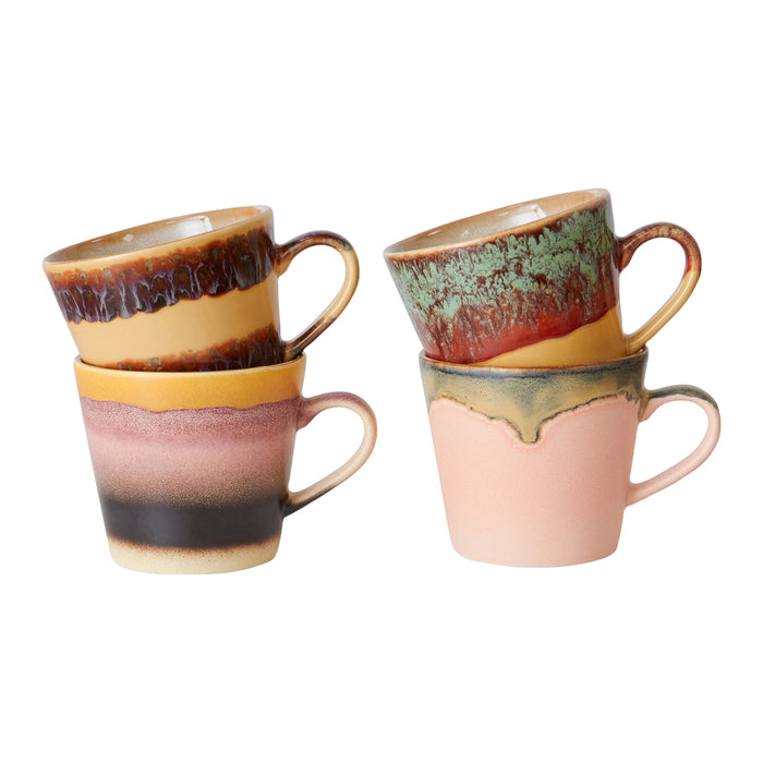 HKliving 70's Cappuccinomok 0,3 L - Set van 4 - Vista