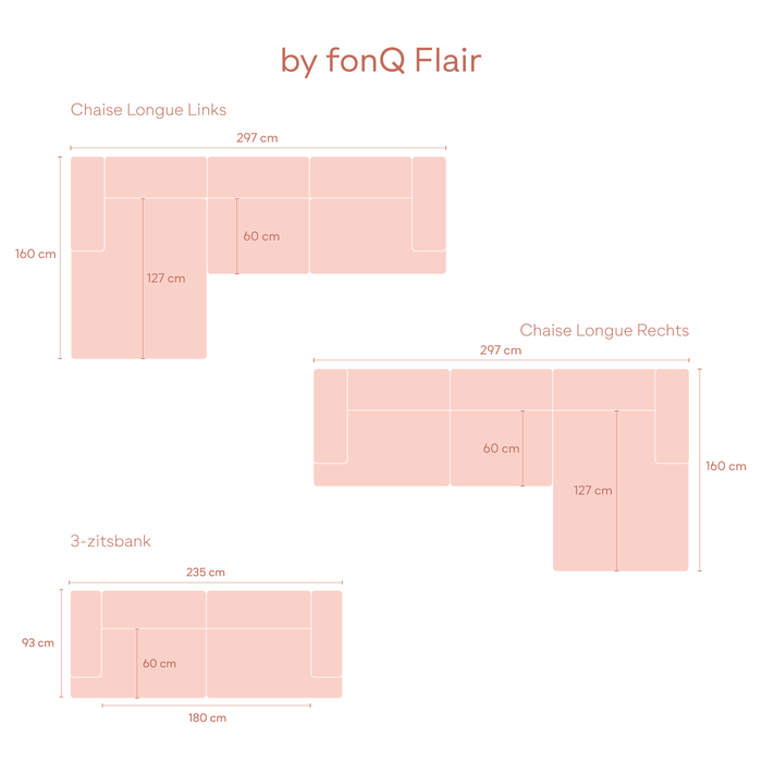 by fonQ Flair Hoekbank met Chaise Longue Rechts - Naturel Melange