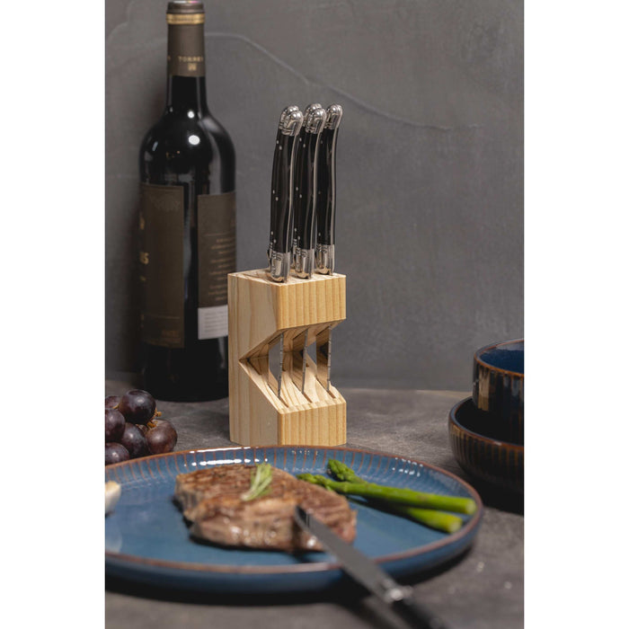 Sareva Steakmessenset Laguiole - Zwart - 6 stuks