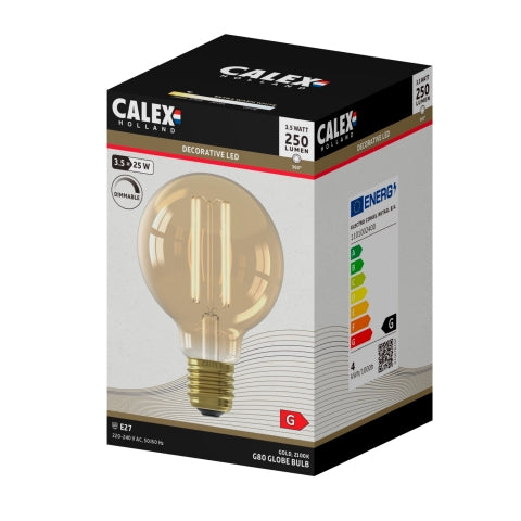 Calex Lichtbron E27  Goud - Glas - 8x12x8cm (BxHxD)