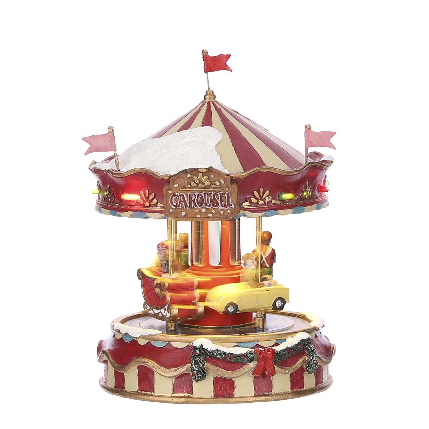 LuVille Kerstdorp Miniatuur Kleine Draaimolen - L13 x B13 x H17,5 cm