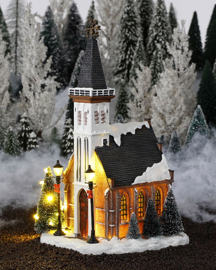 LuVille Kerstdorp Miniatuur Kerk - L15 x B16,5 x H31 cm