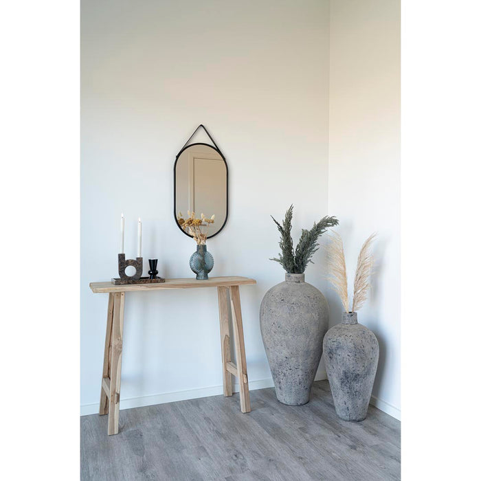 Trapani Spiegel - Spiegel met zwart stalen frame en PU band 35x60
