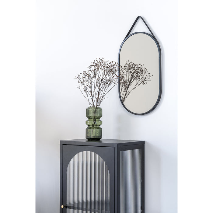 Trapani Spiegel - Spiegel met zwart stalen frame en PU band 35x60