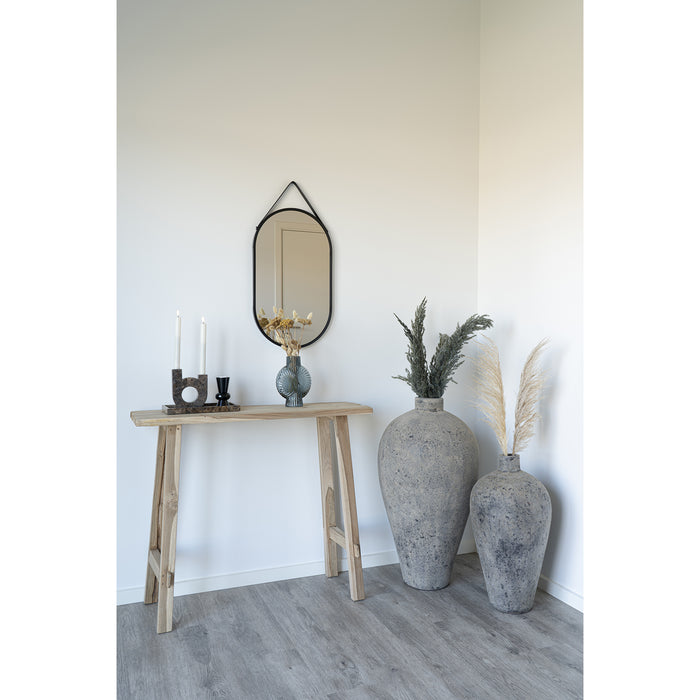 Trapani Spiegel - Spiegel met zwart stalen frame en PU band 35x60