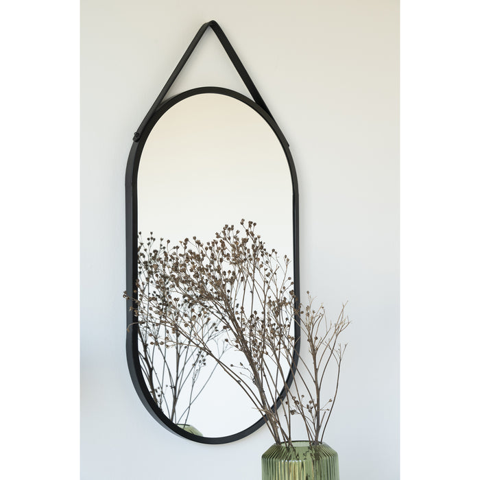 Trapani Spiegel - Spiegel met zwart stalen frame en PU band 35x60