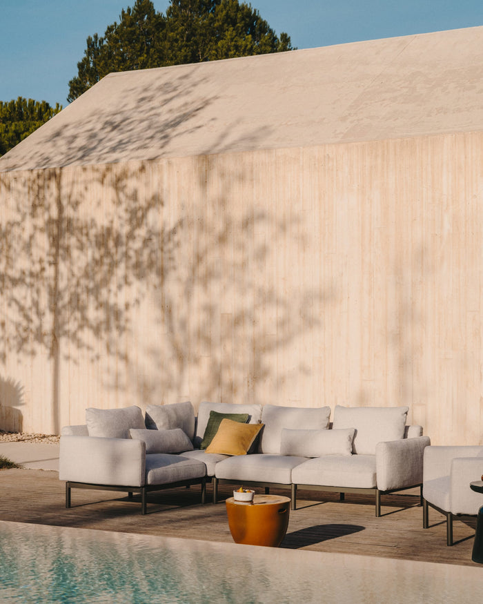 Kave Home - Sorells modulaire buitenfauteuil met beige bekleding en