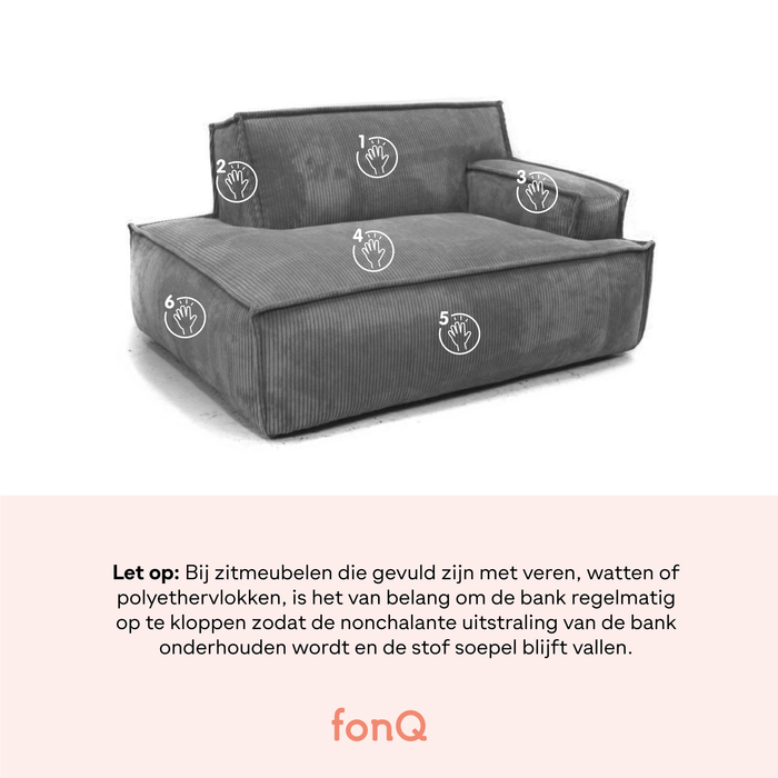 by fonQ Chunky Hoekbank met Chaise Longue Rechts - Rib - Latte