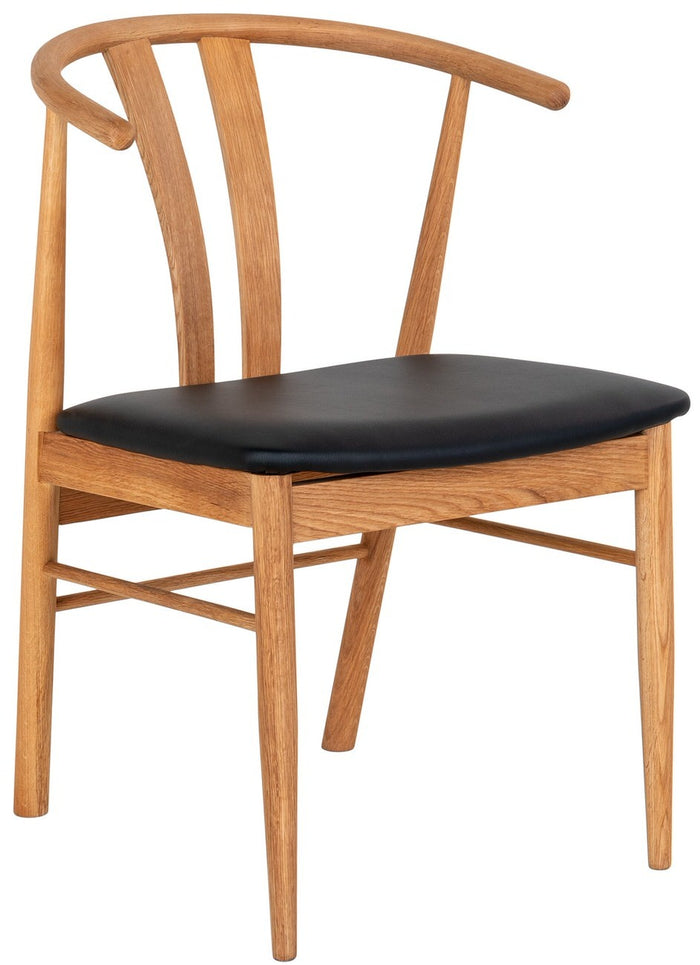 House Nordic Artenara Eetkamerstoel Eiken | Zwart PU-Leer set van 2