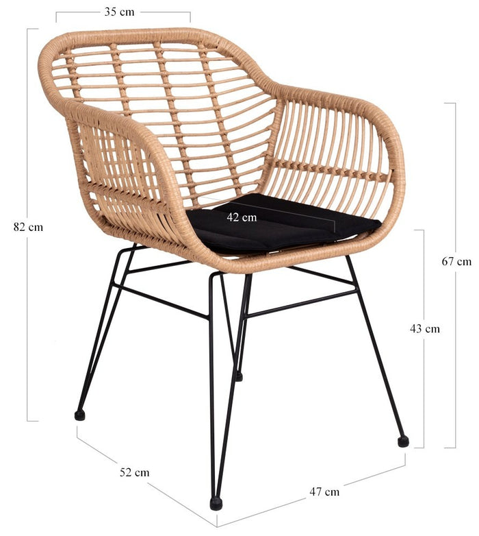House Nordic Trieste Polyrattan Armstoel Natural set van 2