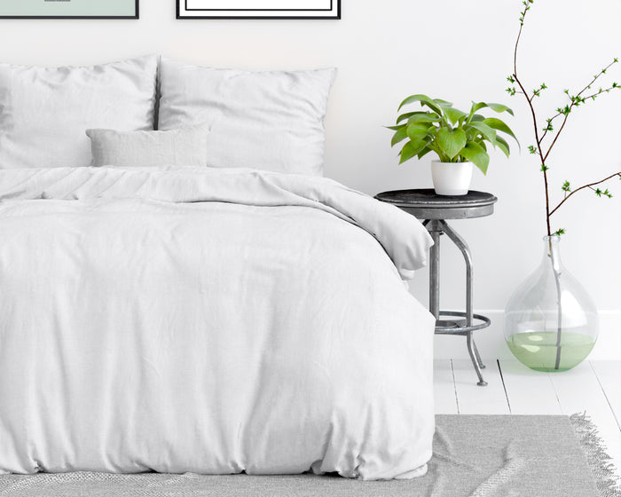 Dekbedovertrek Stone Washed - 100% Natuurlijk - Wit - 240x220cm