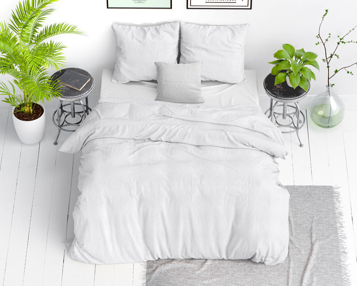 Dekbedovertrek Stone Washed - 100% Natuurlijk - Wit - 240x220cm