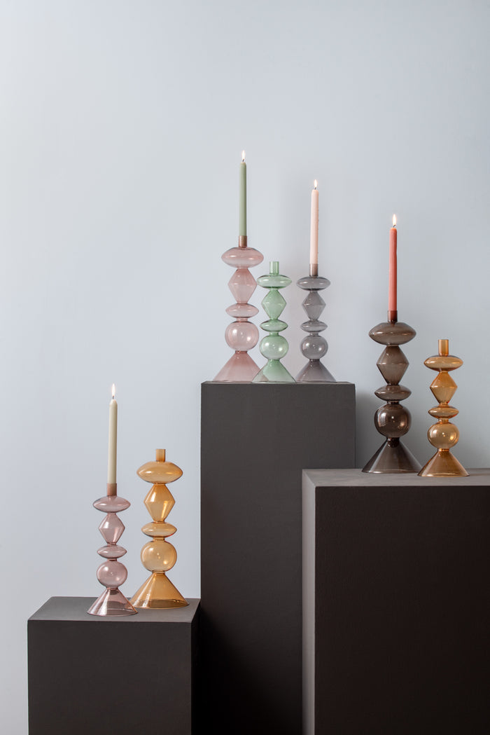 present time - Kandelaar Totem - Geel - 16x16x41cm