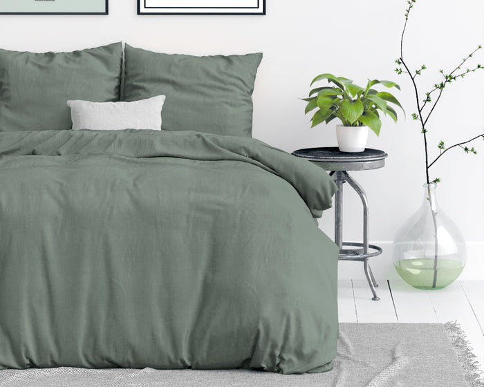 Dekbedovertrek Stone Washed - 100% Natuurlijk - Groen - 240x220cm