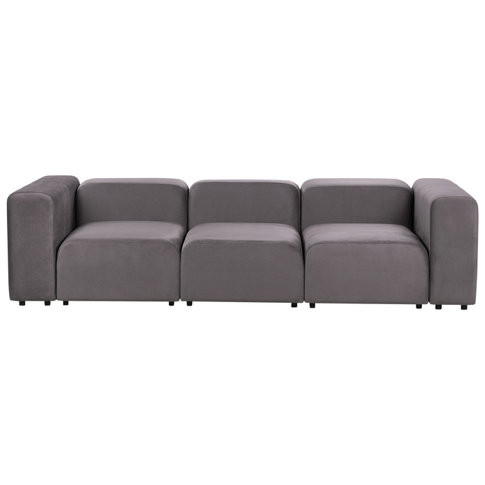 Beliani - FALSTERBO - Modulaire driezitsbank - Donkergrijs - Fluweel