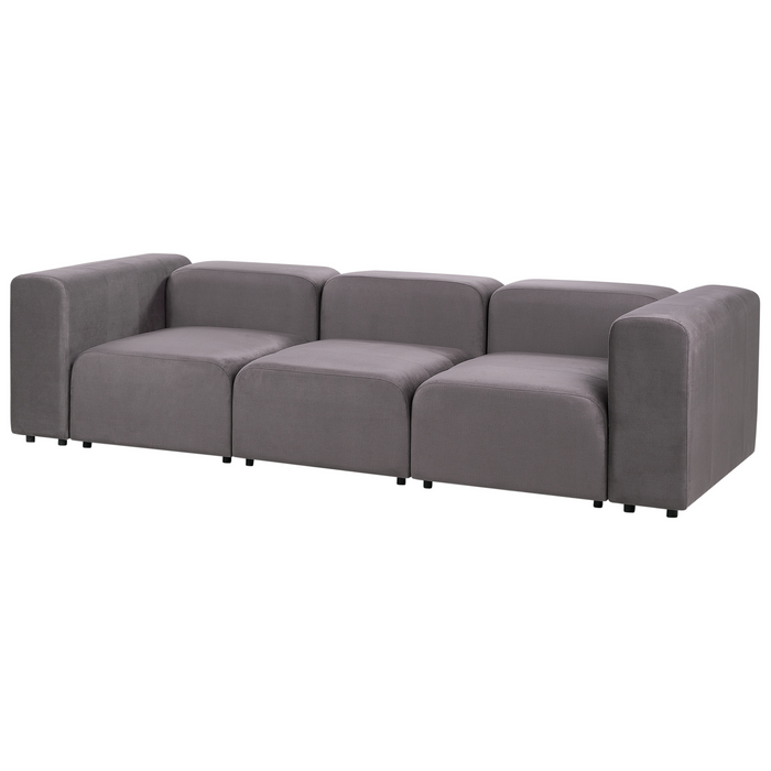 Beliani - FALSTERBO - Modulaire driezitsbank - Donkergrijs - Fluweel