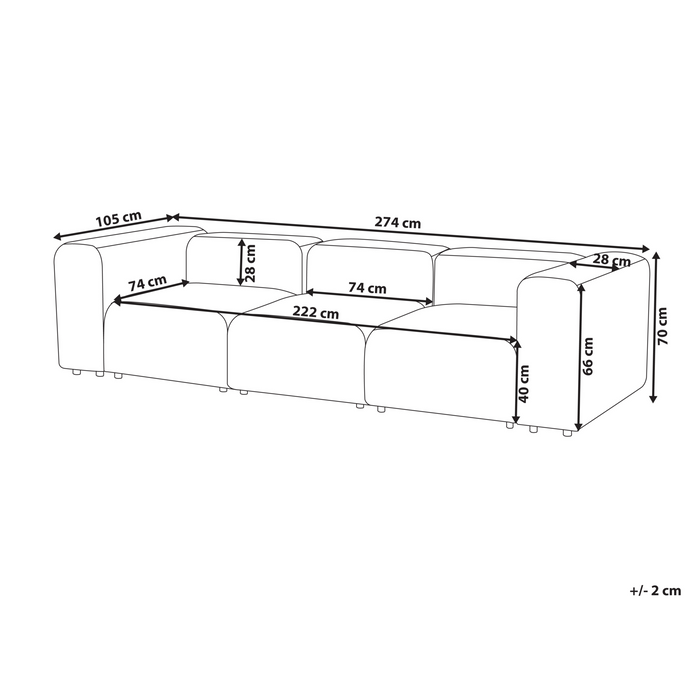 Beliani - FALSTERBO - Modulaire driezitsbank - Donkergrijs - Fluweel