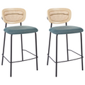 Beliani - MAYETTA - Barkruk set van 2 - Blauwgroen - Polyester