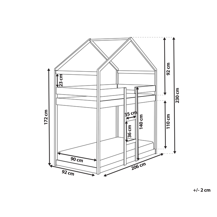 Beliani - LABATUT - Stapelbed - Lichthout - 90 x 200 cm - Dennenhout