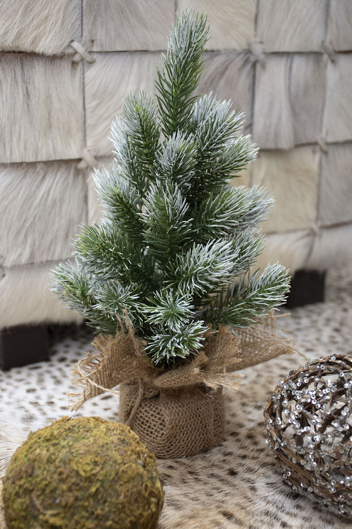 Alpha Frost tafelkerstboom - 40 cm - Groen geflockt - Ø20 cm - 49 tips