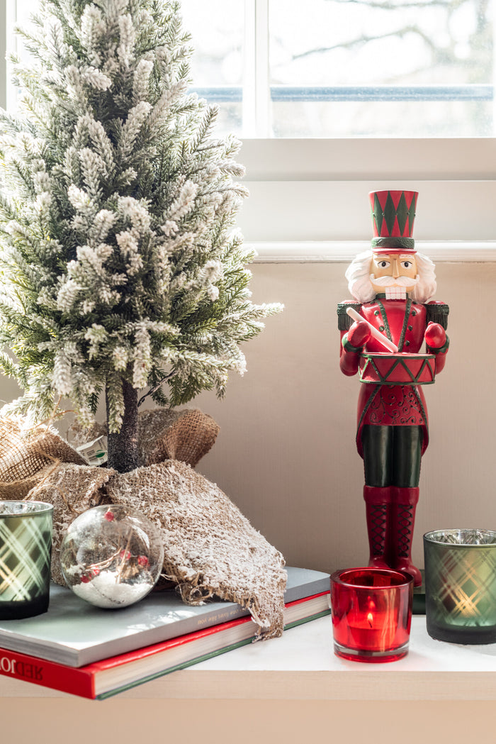 J-Line decoratie kerstboom Besneeuwd + pot - jute|kunststof