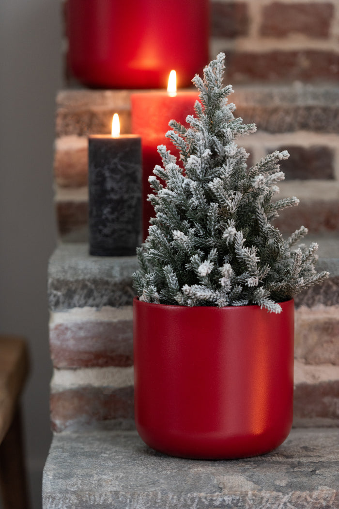 J-Line decoratie kerstboom Besneeuwd + pot - jute|kunststof