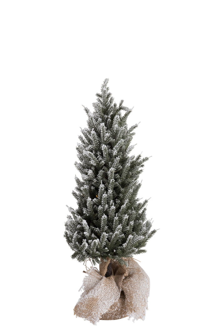 J-Line decoratie kerstboom Besneeuwd + pot - jute|kunststof