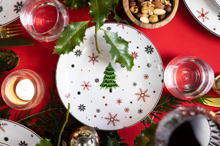 Studio Tavola Kerstservies - Porselein - Rood - 18-delig | 6 personen