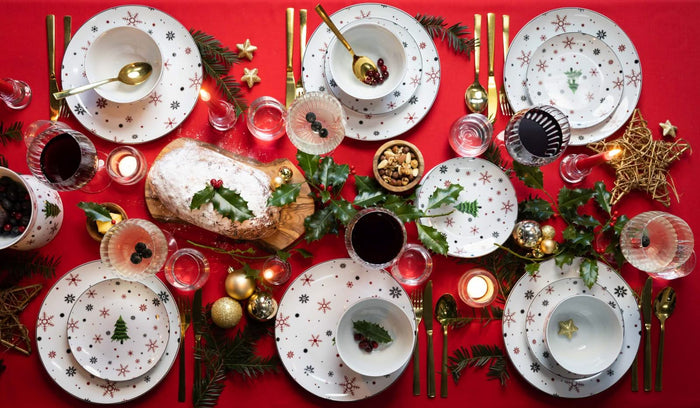 Studio Tavola Kerstservies - Porselein - Rood - 18-delig | 6 personen