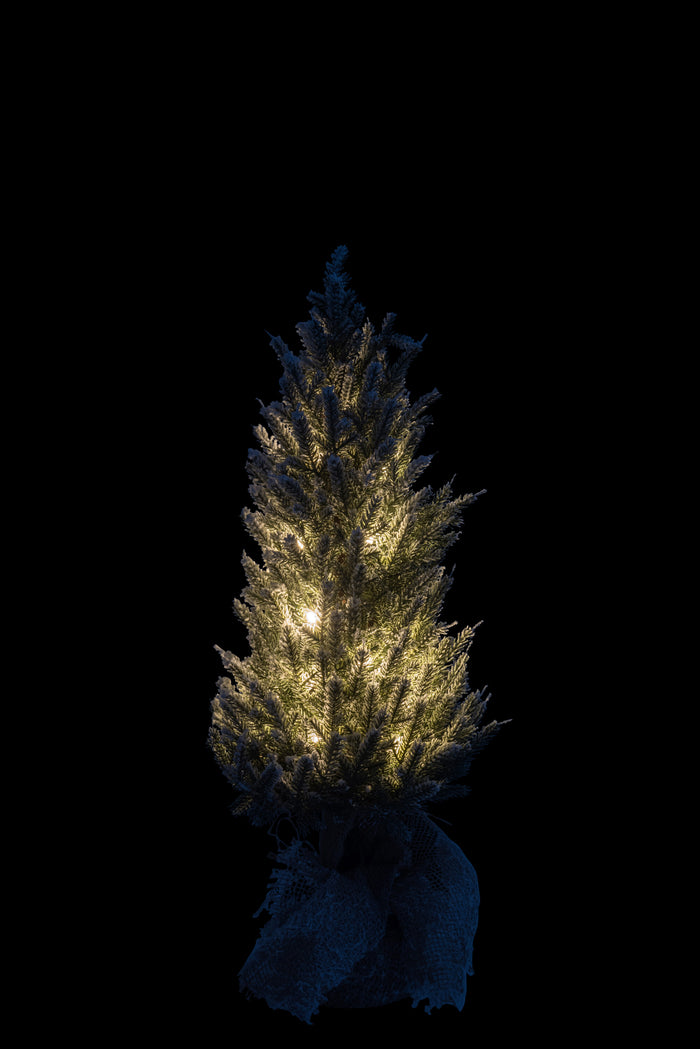 J-Line decoratie kerstboom Besneeuwd + pot - jute|kunststof
