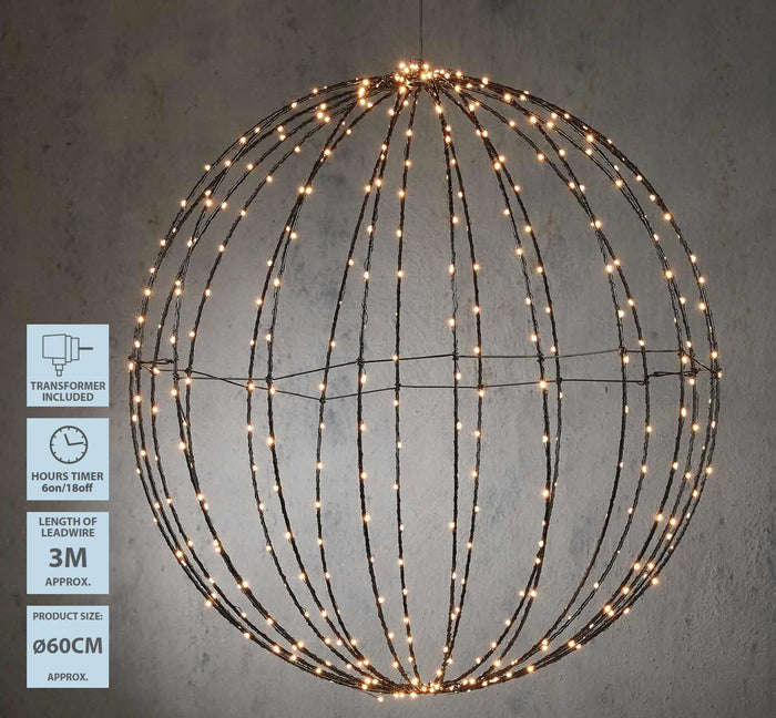 Luca Lighting Kerstverlichting Bal met Warm Witte LED - Ø60 cm - Zwart