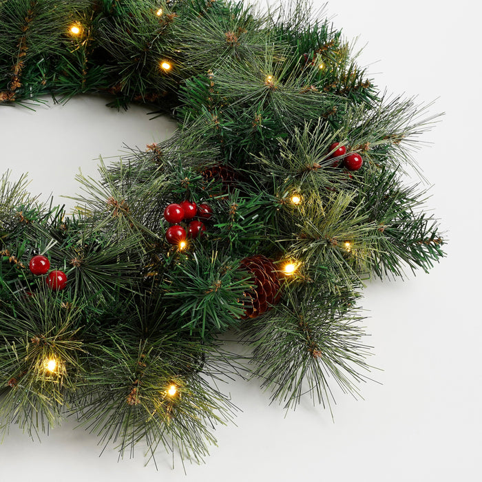 Black Box Trees Warth Kerstkrans met LED en Decoratie - Ø60 cm - Groen
