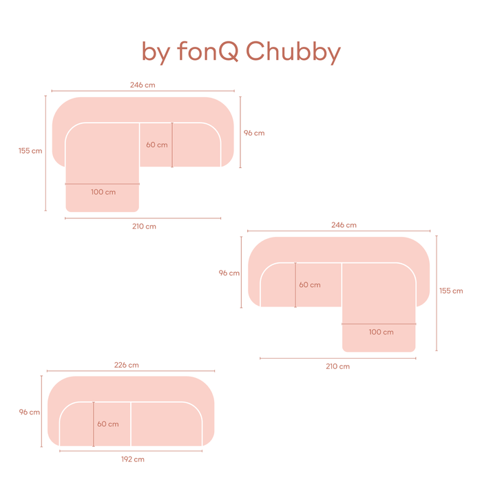 by fonQ Chubby Hoekbank met Chaise Longue Links - Bouclé Greige