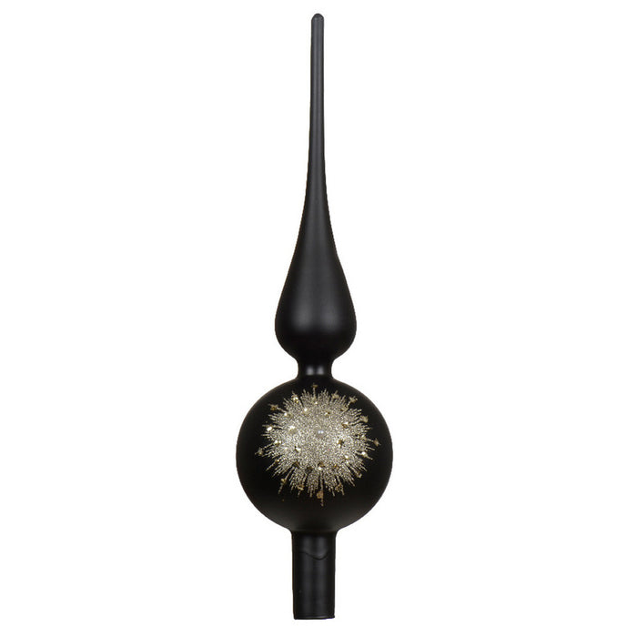 Decoris kerstboom piek luxe - zwart - glas - 31cm