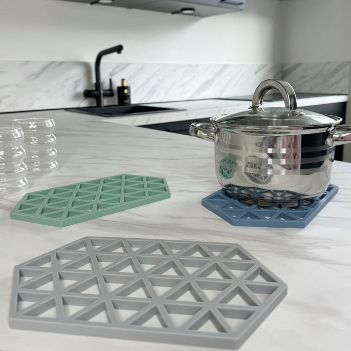 Krumble Siliconen pannenonderzetter Hexagon lang - Grijs