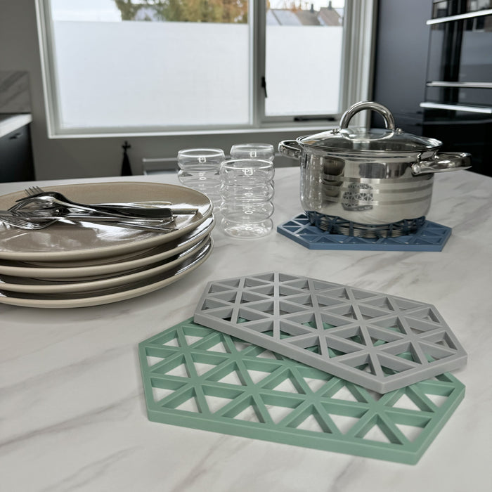 Krumble Siliconen pannenonderzetter Hexagon lang - Grijs